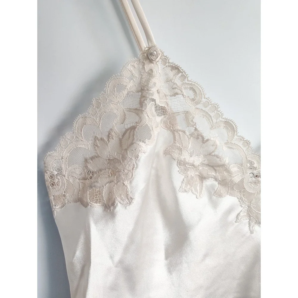 Vintage Christian Dior Cami Small Satin Lace Trim USA Made Lingerie Top Coquette